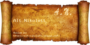 Alt Nikolett névjegykártya